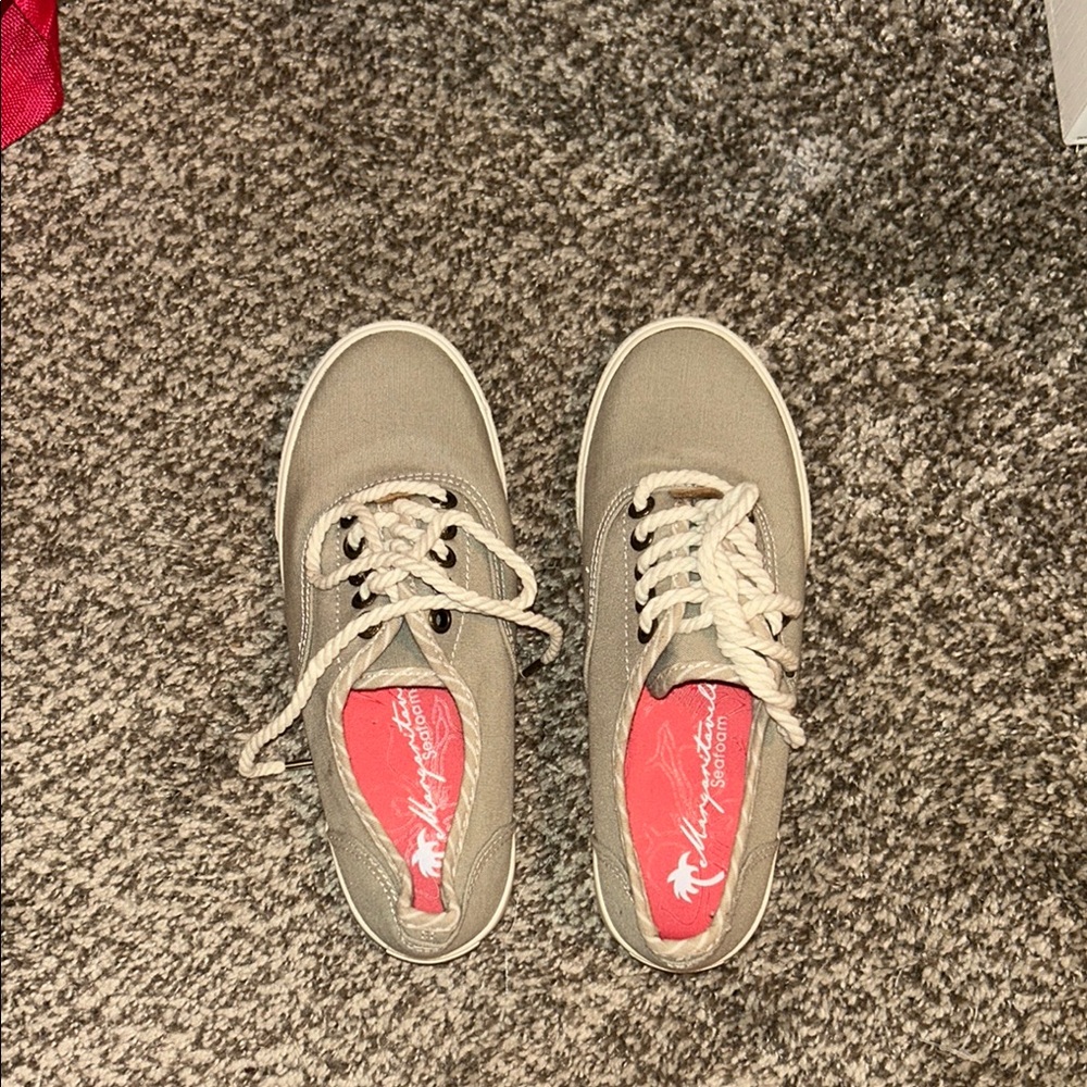 Khaki Lace-Up Canvas Sneakers